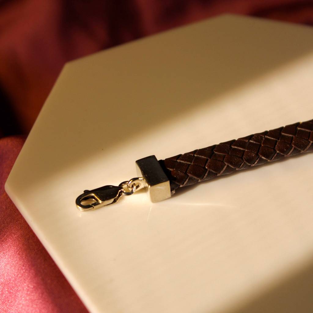 Men'S Zigzag Linked Leather Bracelet : KMJ307