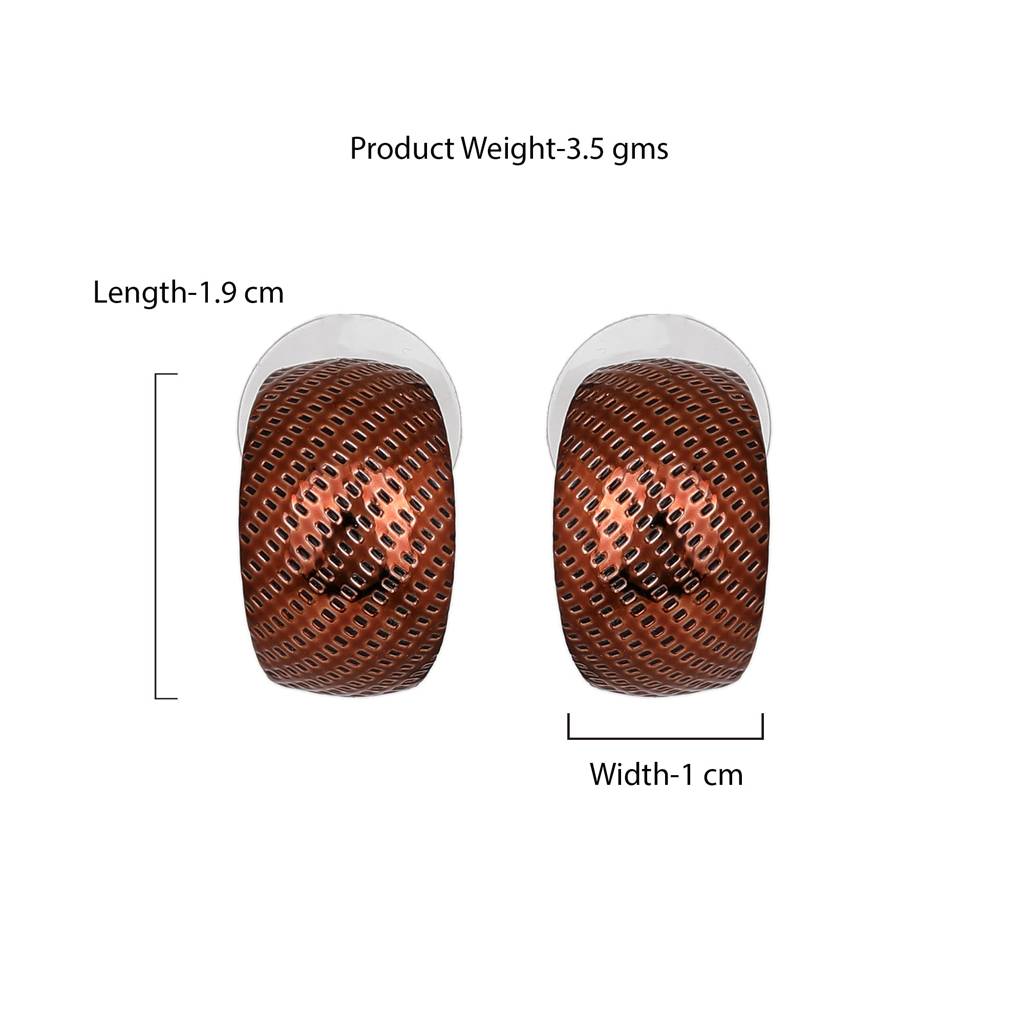 Estele Fashion Earrings For Women And Girls Latest Stylish Medium Metallic Half Hoop Earrings Party/Office Wear : 800702-BRNER