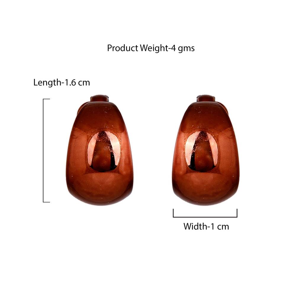 Estele Chocolate Brown Charming Petite Chunky Hoop Earrings For Women : 800704-BRNER