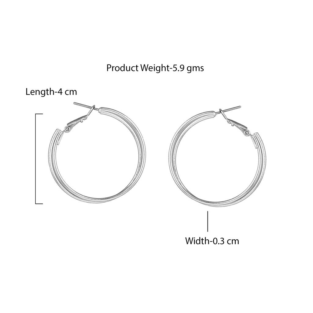 Estele Fashion Earrings For Women And Girls \ Latest Stylish Dual Circular/Double Circular Metallic Hoop Earring : 800713-IRER