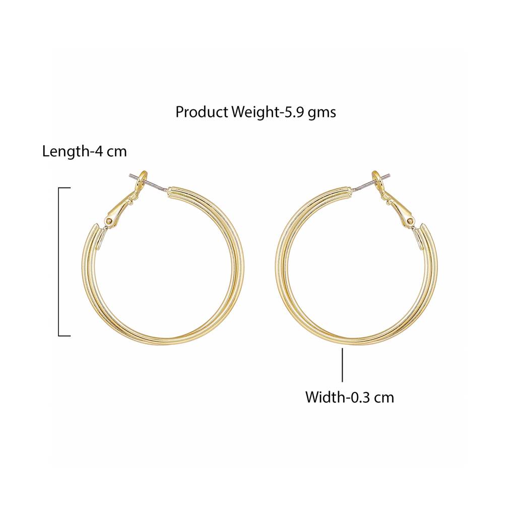 Estele Fashion Earrings For Women And Girls \ Latest Stylish Dual Circular/Double Circular Metallic Hoop Earring : 800713-YBER