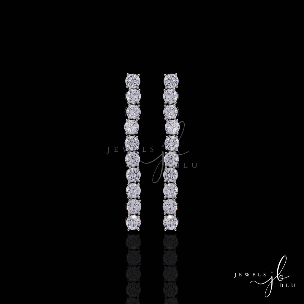 Classic Pointer Solitaire Single Line Necklace Set With Earrings : 800003