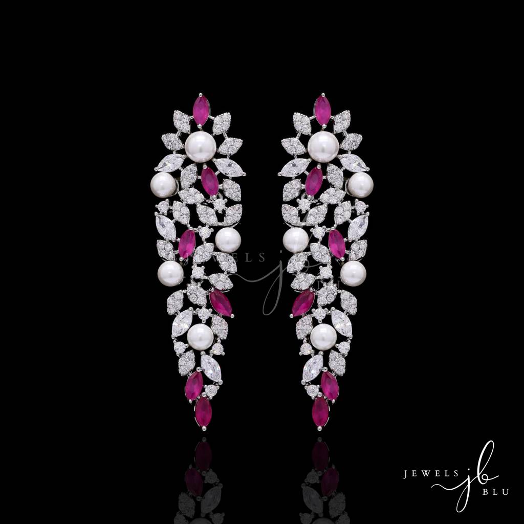 Fresh Water Pearl And Ruby Cocktail Necklace Set With Earrings : 800009
