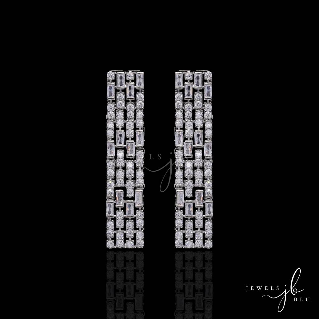 Premium Italian Baguette Setting Helina Festive Necklace Set With Earrings : 800028