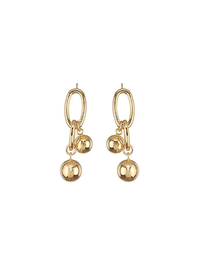 Anti-Tarnish 18K Gold Plated Dangling Orb Earrings : STER8002