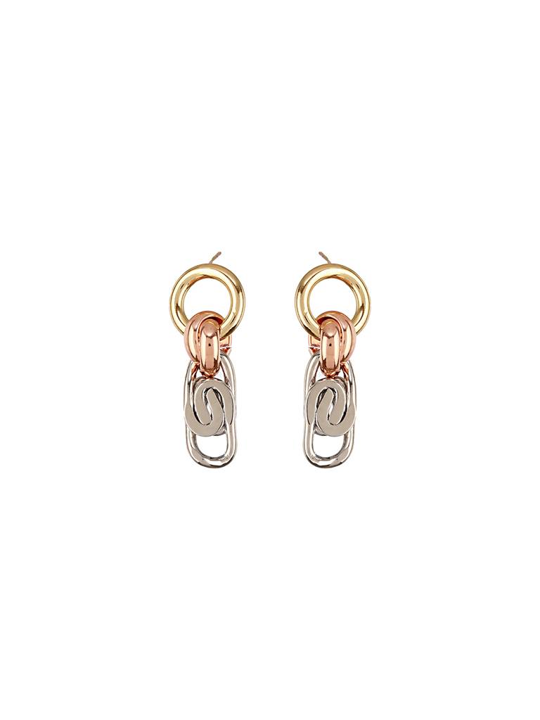 Anti-Tarnish 3 Toned Chain Dangle Handcrafted  Earrings : STER8003