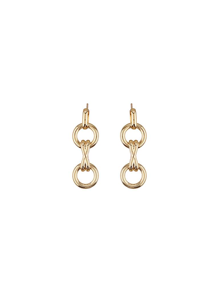 Anti-Tarnish 18K Gold Plated Criss Cross Dangling Link  Earrings : STER8004