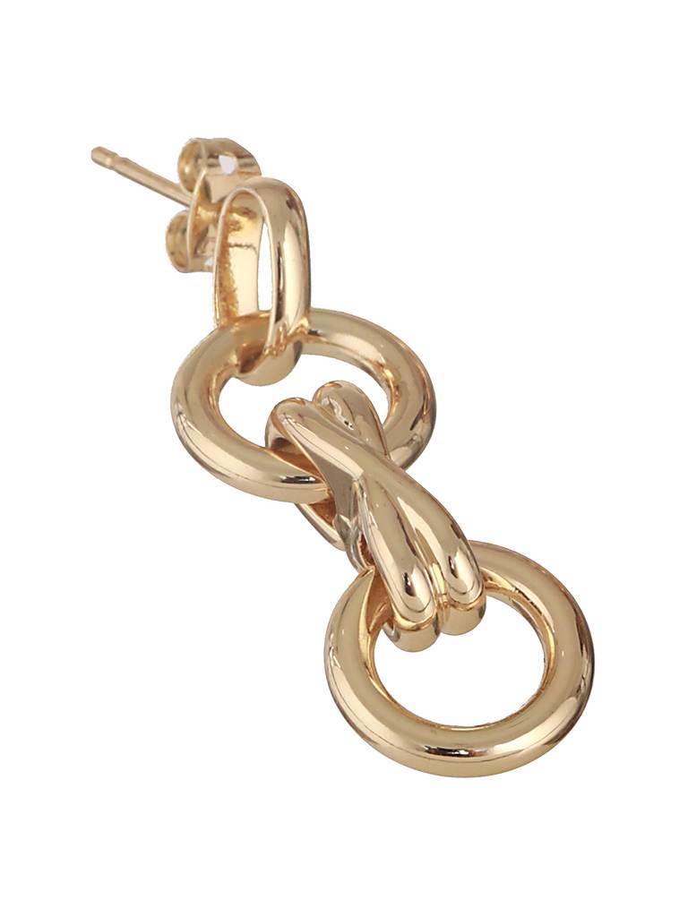 Anti-Tarnish 18K Gold Plated Criss Cross Dangling Link  Earrings : STER8004