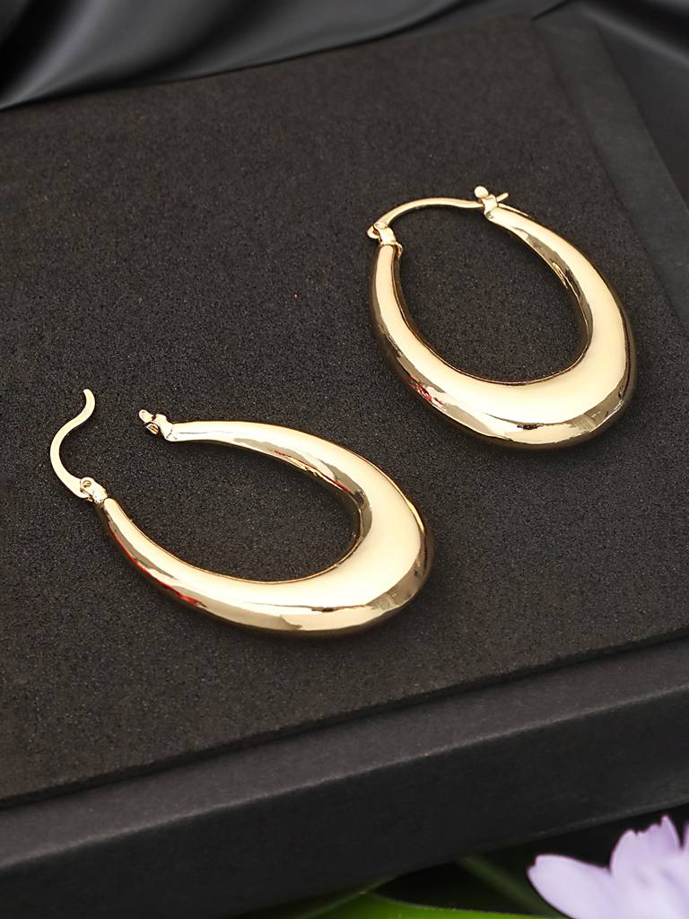 Anti-Tarnish Gold Plated U -Shaped  Chunky Hoop Earrings : STER8005