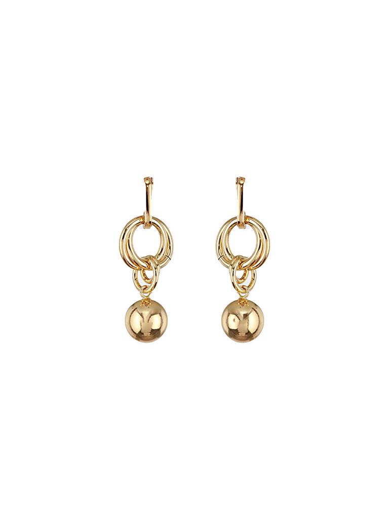 Anti-Tarnish Gold Plated Link Orb Dangler Earrings : STER8006
