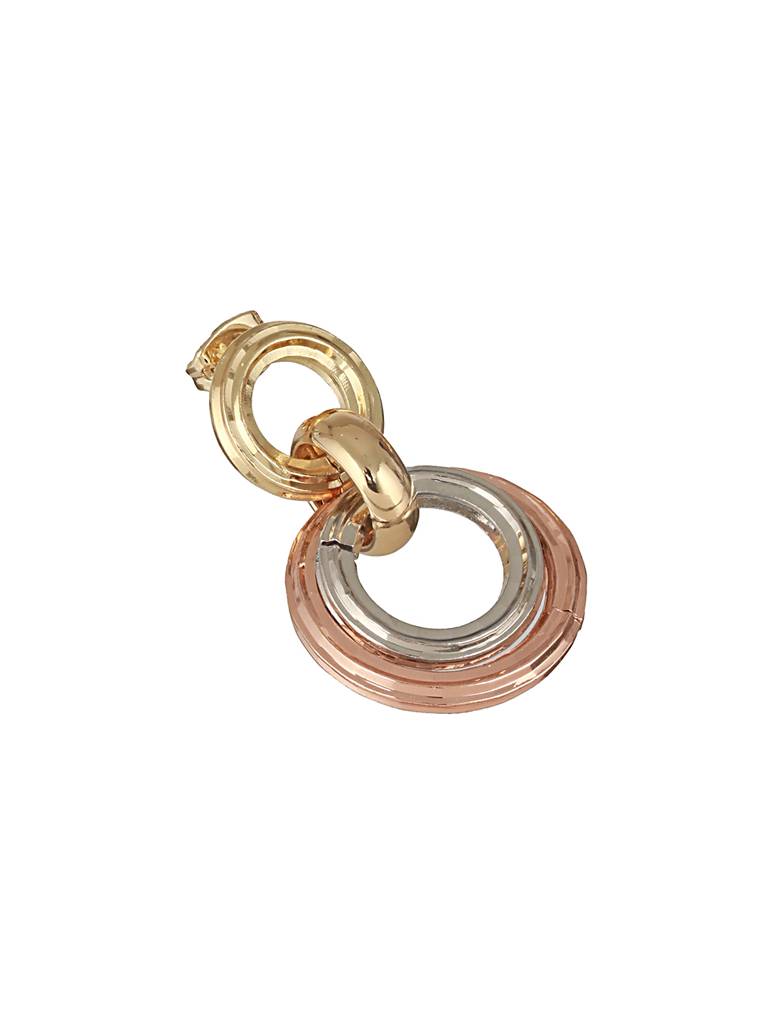 Anti-Tarnish Rose Gold 3 Toned Circular Hoops Drop Earrings : STER8009