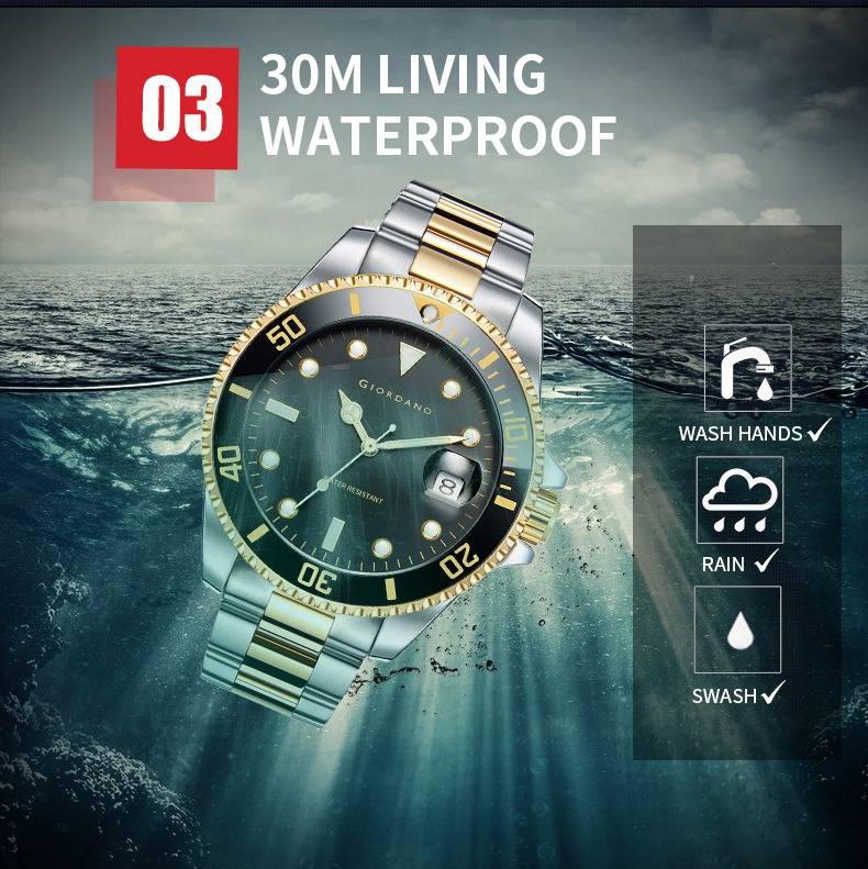Analog Wrist Watch For Men Stylish Metal Strap With Water Resistant 3 Hand Mechanism Watch : GD-50006-55