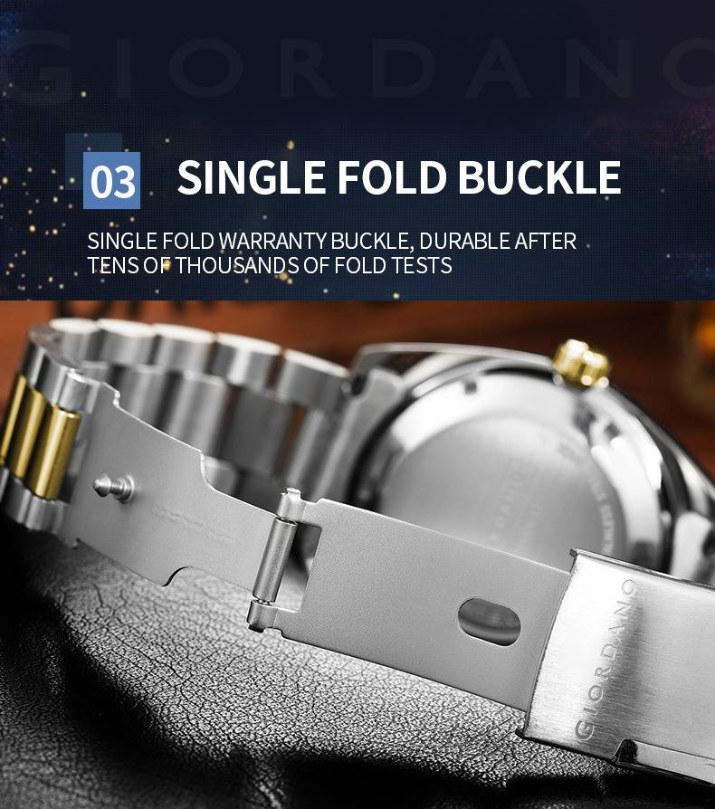 Analog Wrist Watch For Men Stylish Metal Strap With Water Resistant 3 Hand Mechanism Watch : GD-50006-55