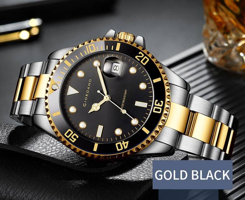 Analog Wrist Watch For Men Stylish Metal Strap With Water Resistant 3 Hand Mechanism Watch : GD-50006-55