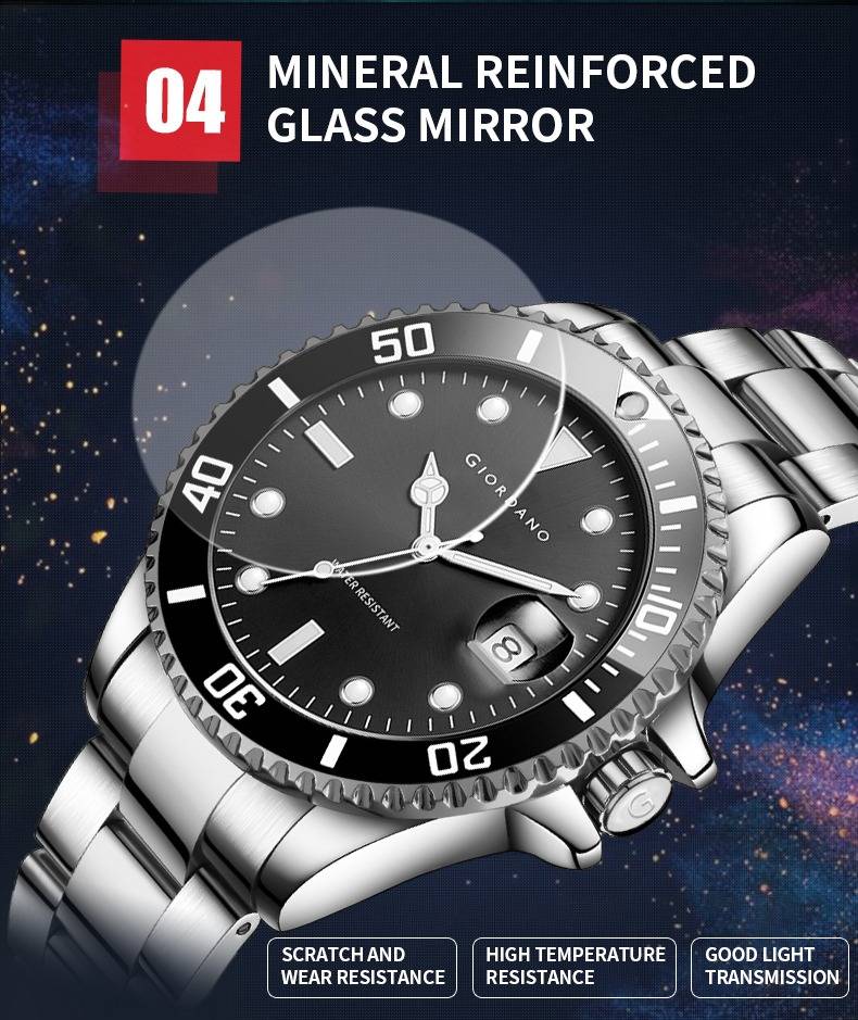 Analog Wrist Watch For Men Stylish Metal Strap With Water Resistant 3 Hand Mechanism Watch : GD-50006-11
