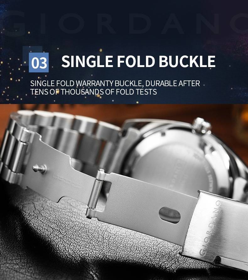 Analog Wrist Watch For Men Stylish Metal Strap With Water Resistant 3 Hand Mechanism Watch : GD-50006-11