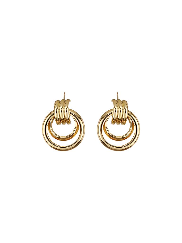 Anti-Tarnish 18K Gold Plated Concentric Hoop Earrings : STER8010
