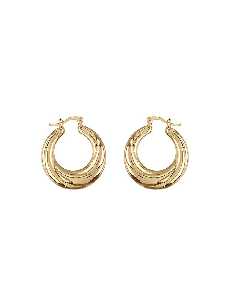 Anti-Tarnish Gold Plated Twisted Round Hoop Earrings : STER8013