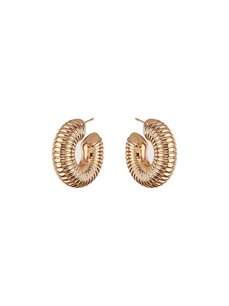 Anti-Tarnish Gold Plated Twister C Hoop Earrings : STER8014