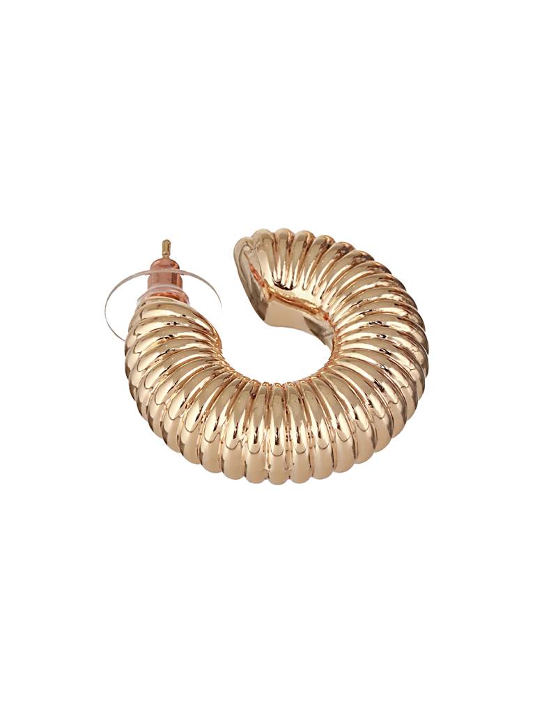 Anti-Tarnish Gold Plated Twister C Hoop Earrings : STER8014