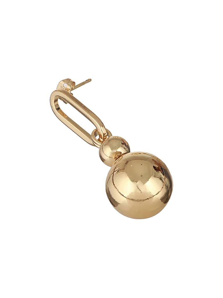 Anti-Tarnish Gold Toned Ball Loop Hoop  Dangler Earrings : STER8016