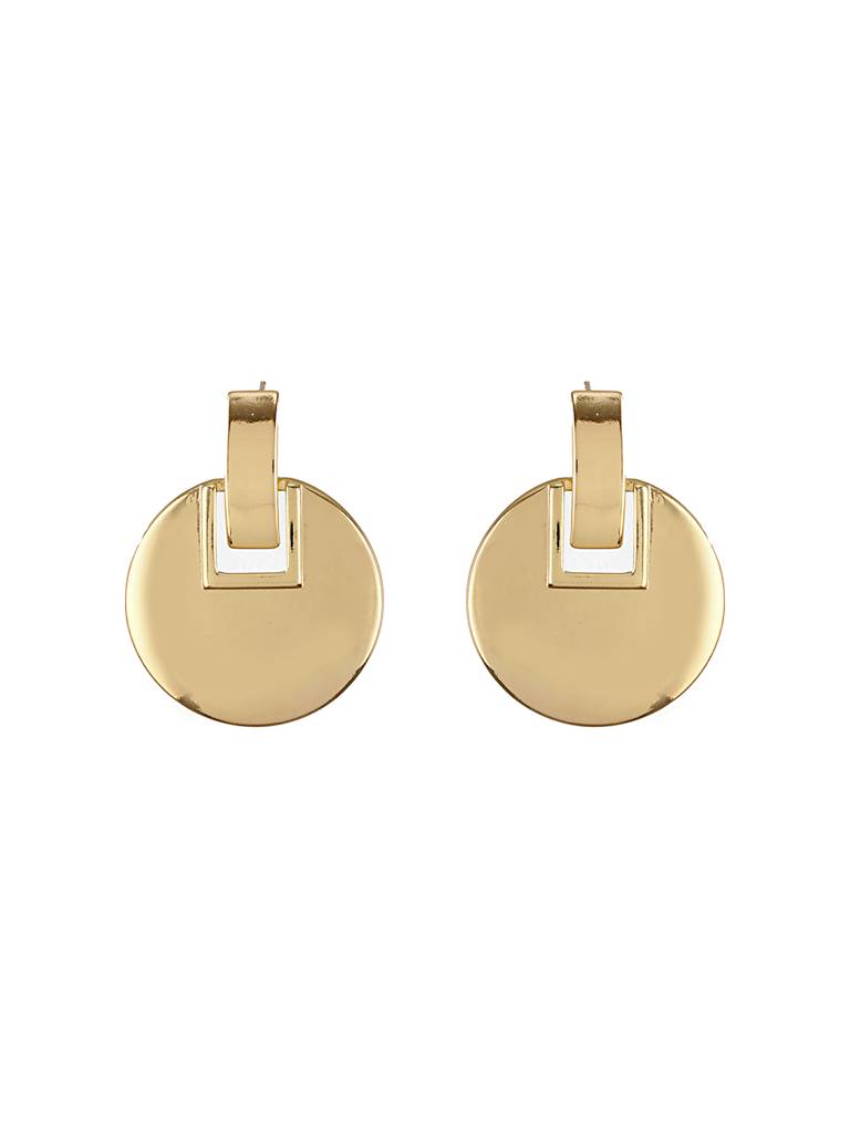 Anti-Tarnish 18K Gold Plated Bold Circular Statement Earrings : STER8017