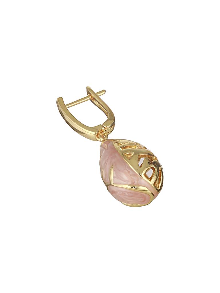 Anti-Tarnish 18 K Gold Plated & Enamelled Tear Shaped Floral Hoop Earrings : STER8019