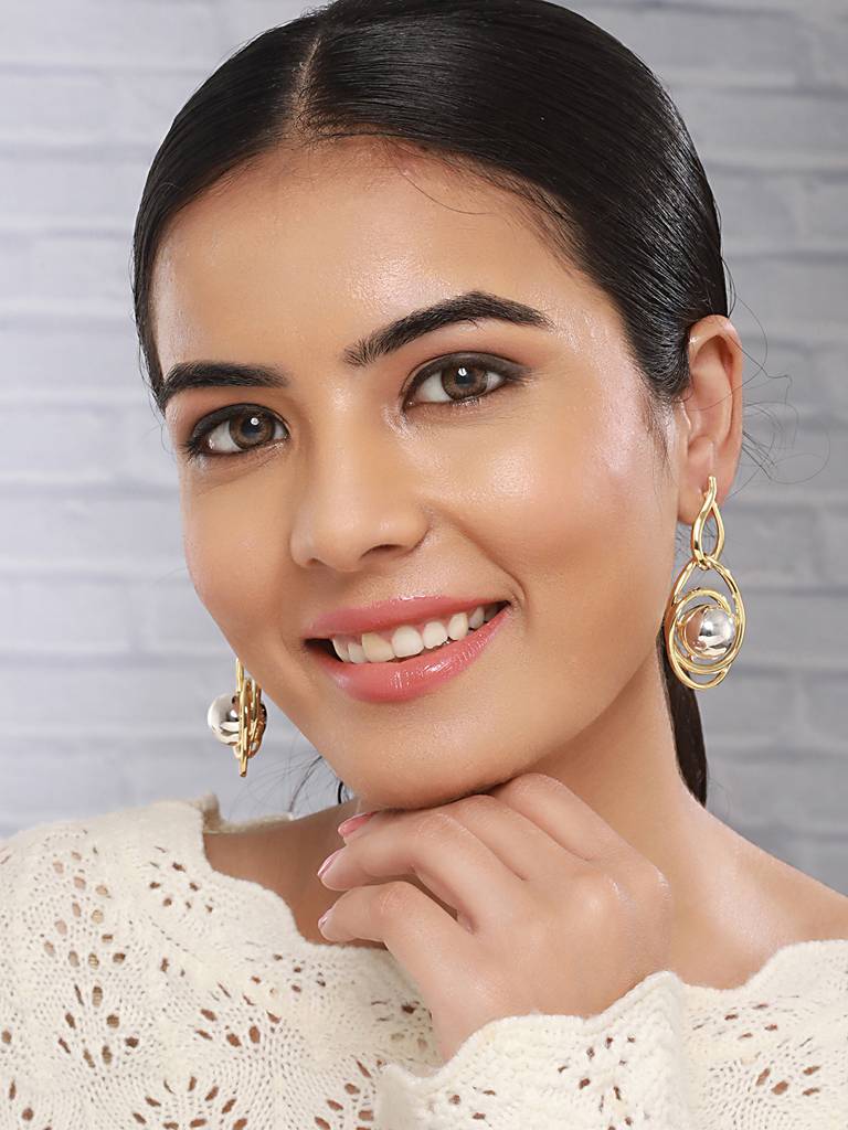 Anti-Tarnish 18K Gold & Silver Plated Orbital Hoop Earrings : STER8021