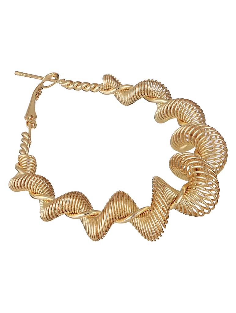 Anti-Tarnish Gold Plated Spiral Twisted  Statement Hoops Earrings : STER8023