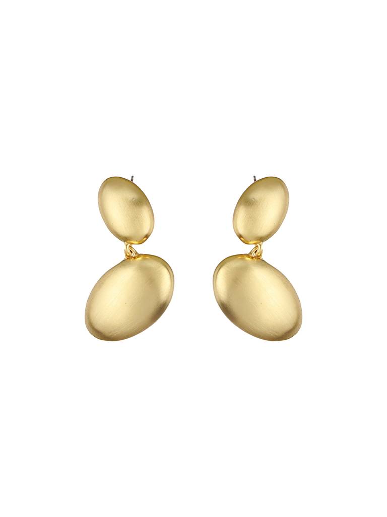Anti-Tarnish Gold Plated Pebble Shaped Stacked Chunky Earrings : STER8026