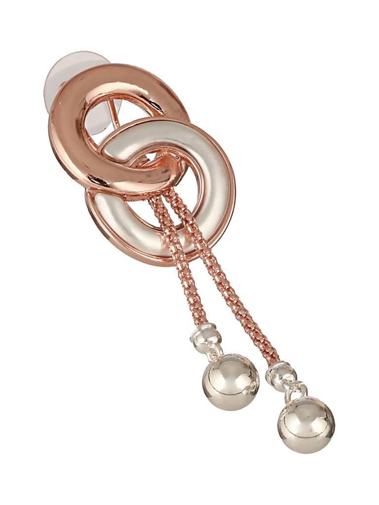 Anti-Tarnish Rose Gold 2 Toned Circular Knotted  Dangling Earrings : STER8028