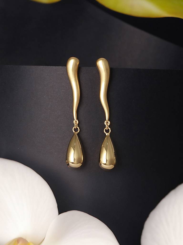 Anti-Tarnish 18K Gold Plated Elegant Water Drop Minimalist Drop Earrings : STER8030