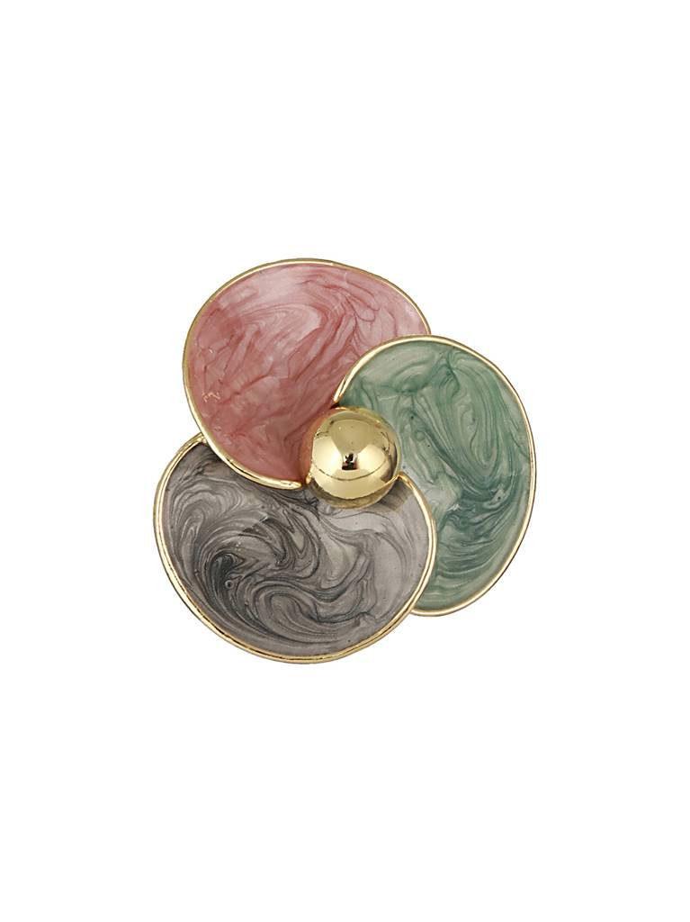 Anti-Tarnish 18K Gold Plated & Enamelled Floral Statement Studs Earrings : STER8031