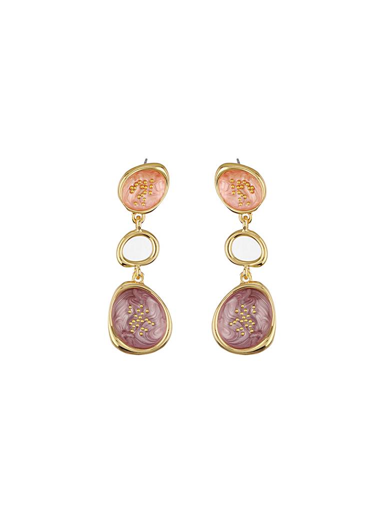Anti-Tarnish 18K Gold Plated & Enamelled Layered Drop Earrings : STER8034