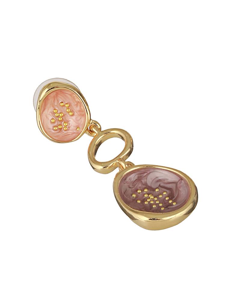 Anti-Tarnish 18K Gold Plated & Enamelled Layered Drop Earrings : STER8034