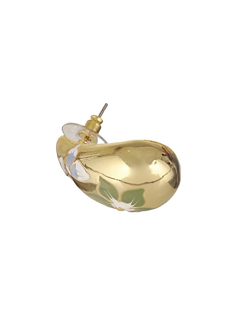Anti-Tarnish Gold Plated & Enamelled Floral Tear Shaped Studds Earrings : STER8036
