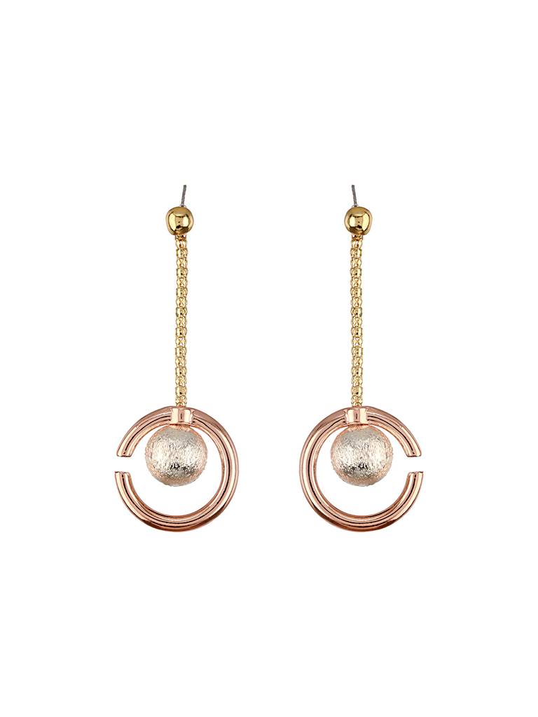 Anti-Tarnish Gold & Rose Gold Plated Chain Dangling Minimalist  Earrings : STER8037