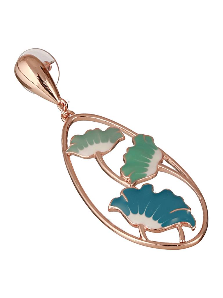 Anti-Tarnish Gold Plated  Blue  Enamelled Floral Statement Luxe Drop  Earrings : STER8040