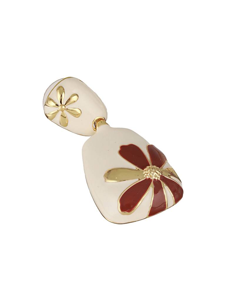 Anti-Tarnish Gold Plated & Enamelled Leaf Design Luxe Drop Earrings : STER8041