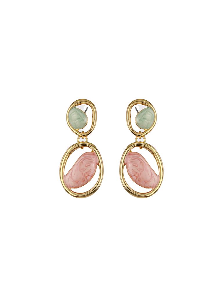 Anti-Tarnish Gold Plated Turquoise Enamelled Quirky Drop Earrings : STER8043
