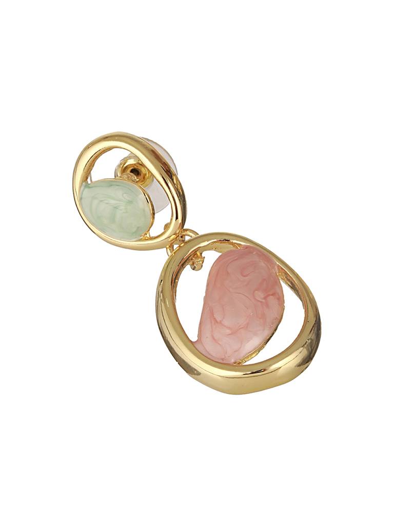 Anti-Tarnish Gold Plated Turquoise Enamelled Quirky Drop Earrings : STER8043