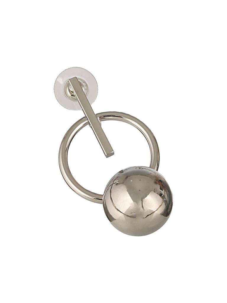 Anti-Tarnish Silver Plated Dangle Ball Drop Hoop Earrings : STER8045