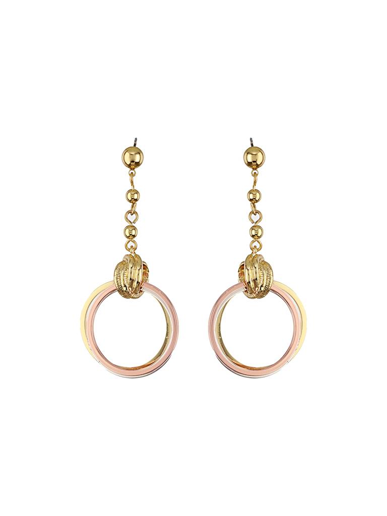 Anti-Tarnish 18K Tri Colored Gold Polish Knotted Drop Earrings : STER8047