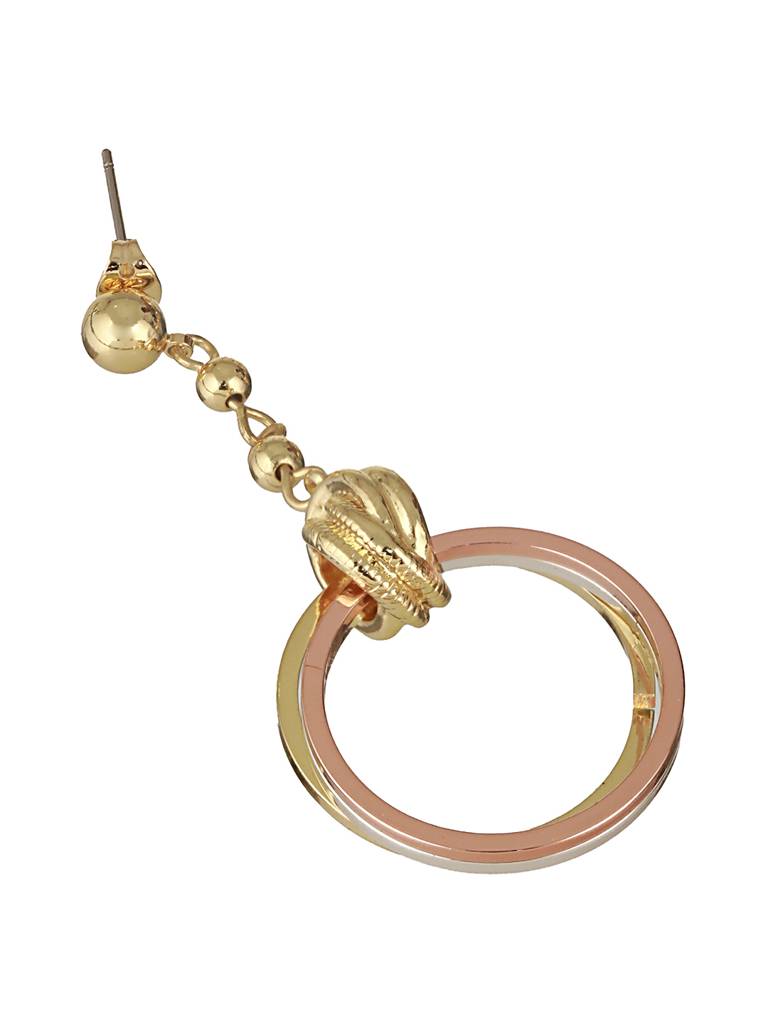 Anti-Tarnish 18K Tri Colored Gold Polish Knotted Drop Earrings : STER8047