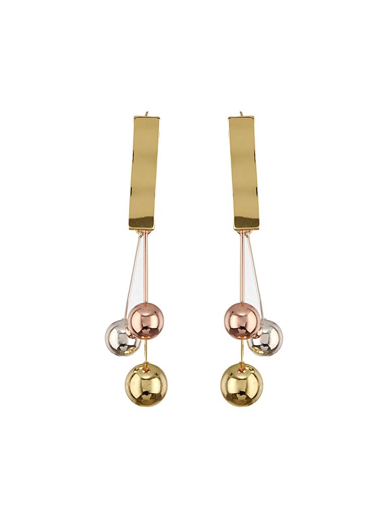 Anti-Tarnish 18K Gold Polish Tri - Colored Balls Drop Earrings : STER8048