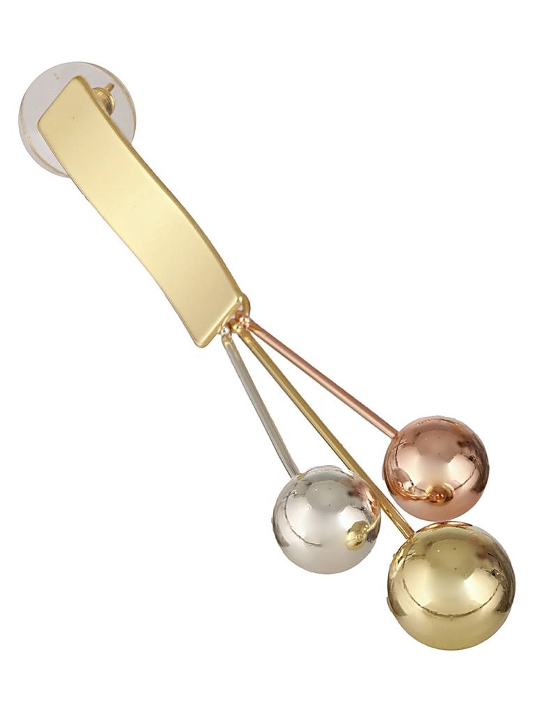 Anti-Tarnish 18K Gold Polish Tri - Colored Balls Drop Earrings : STER8048