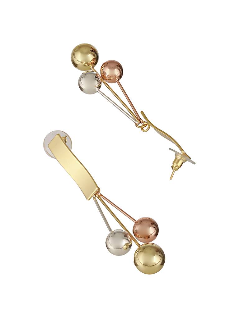 Anti-Tarnish 18K Gold Polish Tri - Colored Balls Drop Earrings : STER8048