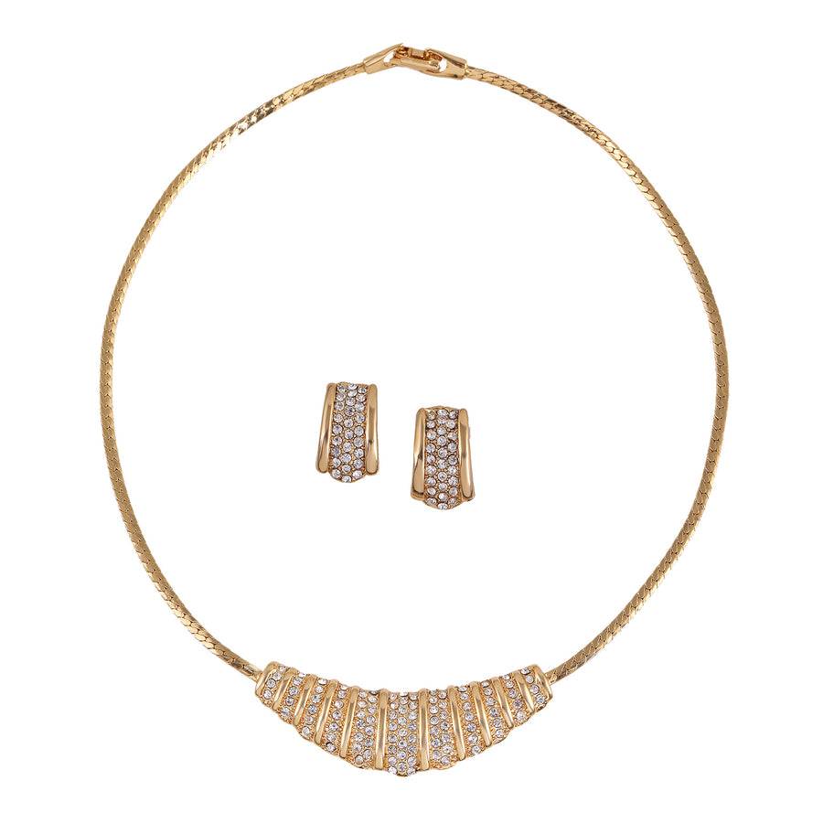Estele Gold Plated Elegant Necklace Set With Crystals For Women : 8048NKER