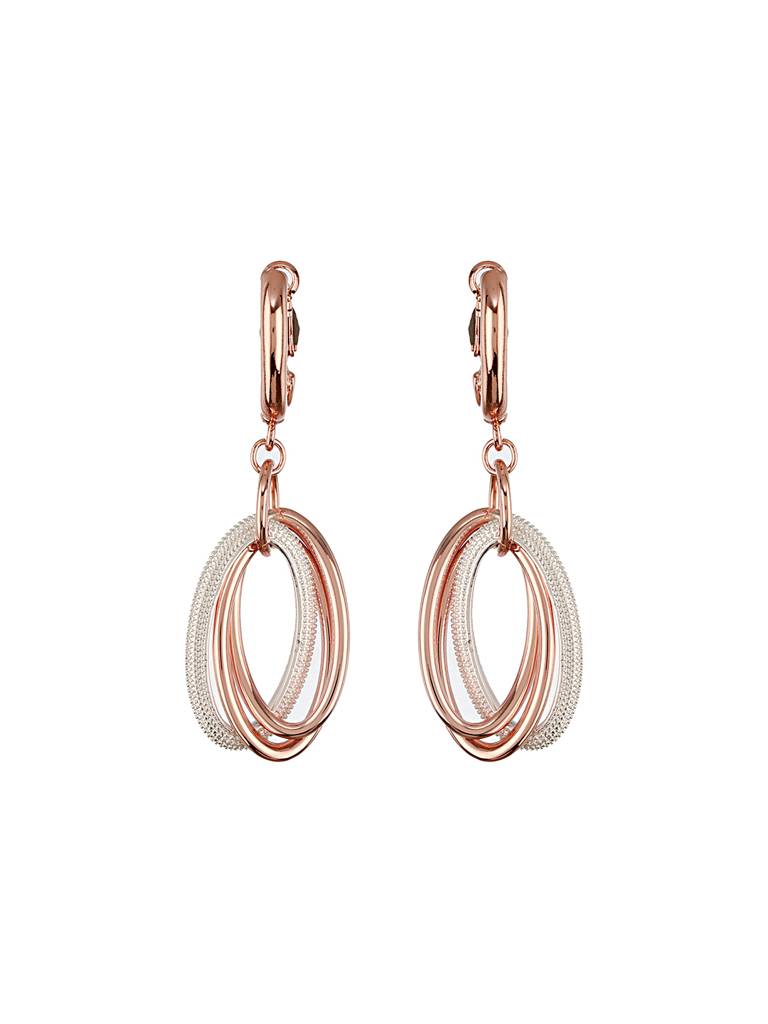 Anti-Tarnish Rose Gold Concentric Circular Drop Dangling Earrings : STER8049