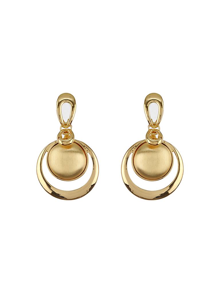 Anti-Tarnish Gold Plated Concentric Balls Minimal Drop Earrings : STER8050